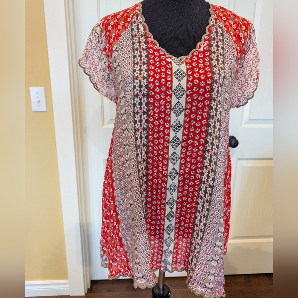 Johnny Was Holiday Morracan Print Tunic Top